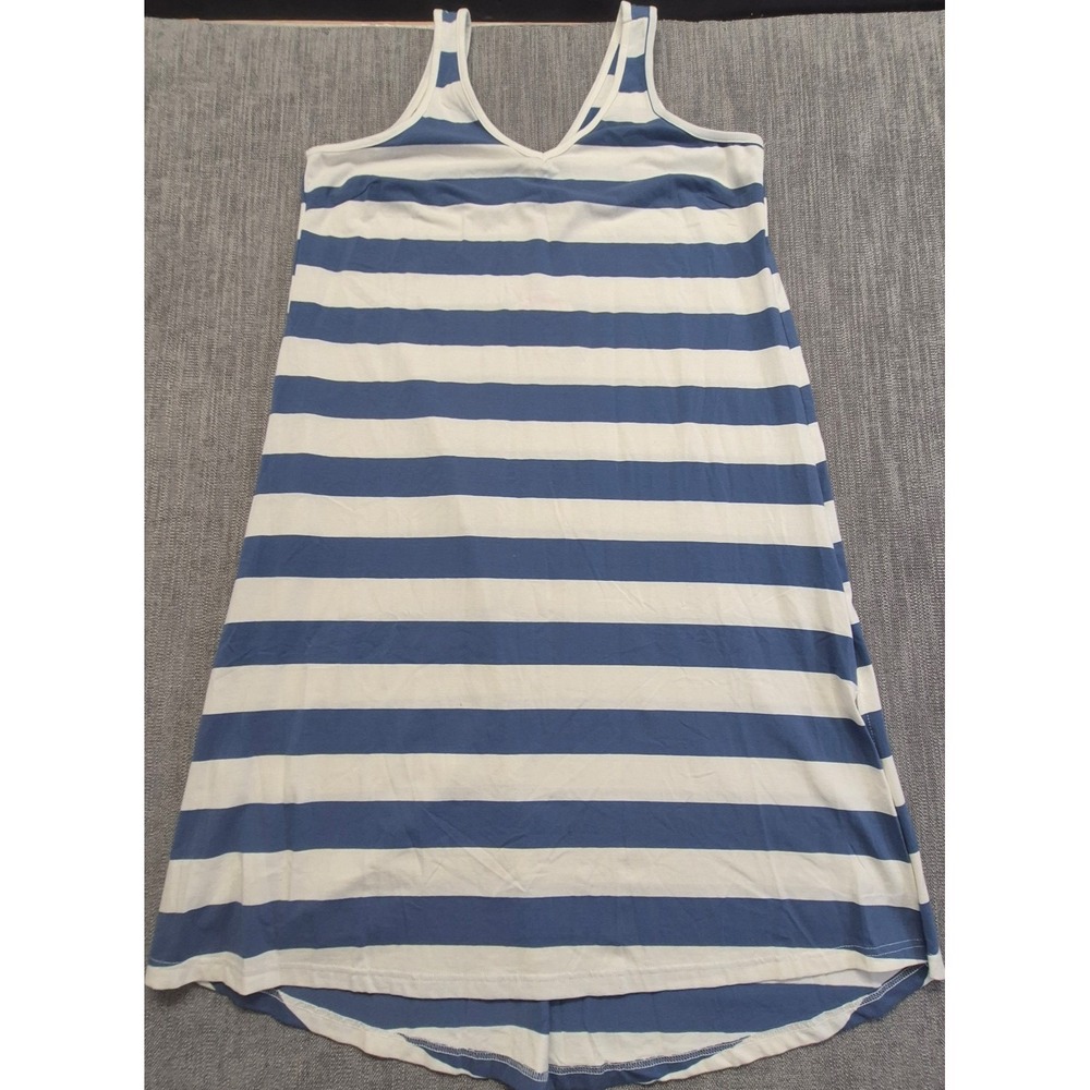 NWT Umgee womens blue white striped sleeveless tank dress tunic M Cotton stretch
